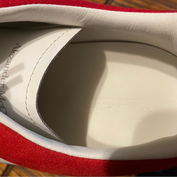 Alexander McQueen White Leather Sneakers with Red Heel Tab main image 4